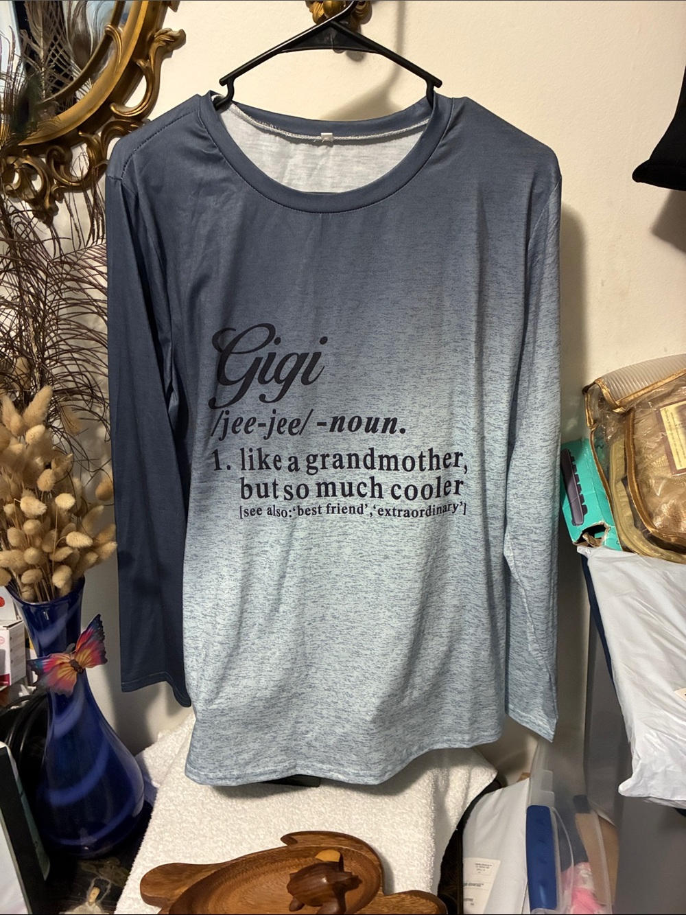 Gigi Printed Long-Sleeve Kids Top - Heather Blue